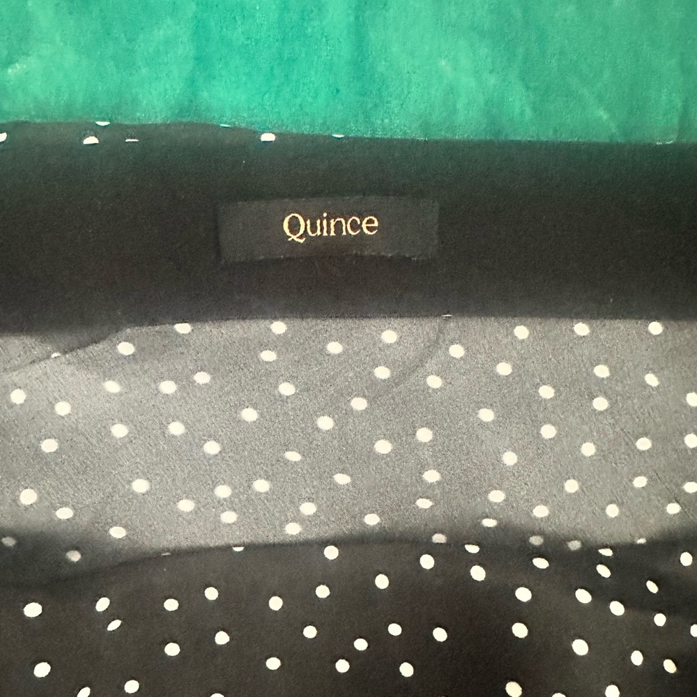 Quince 100% Washable Silk Polka Dot Mini Skirt XL Black White - Picture 4 of 4
